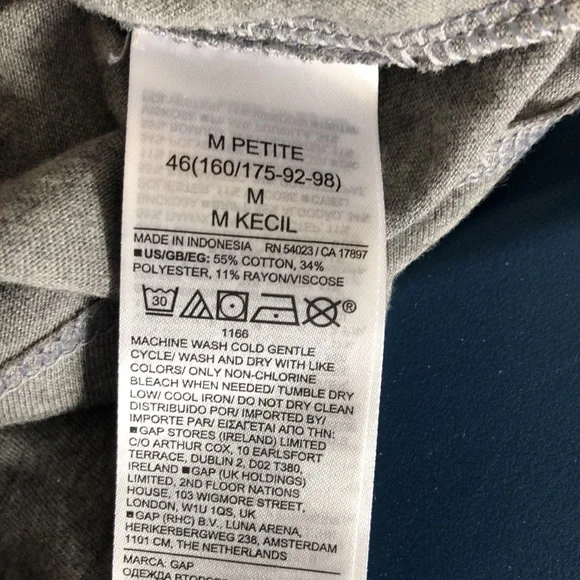 GAP dress Women's M light heather gray cap sleeve tiered knit v neck petite EUC - Picture 10 of 11